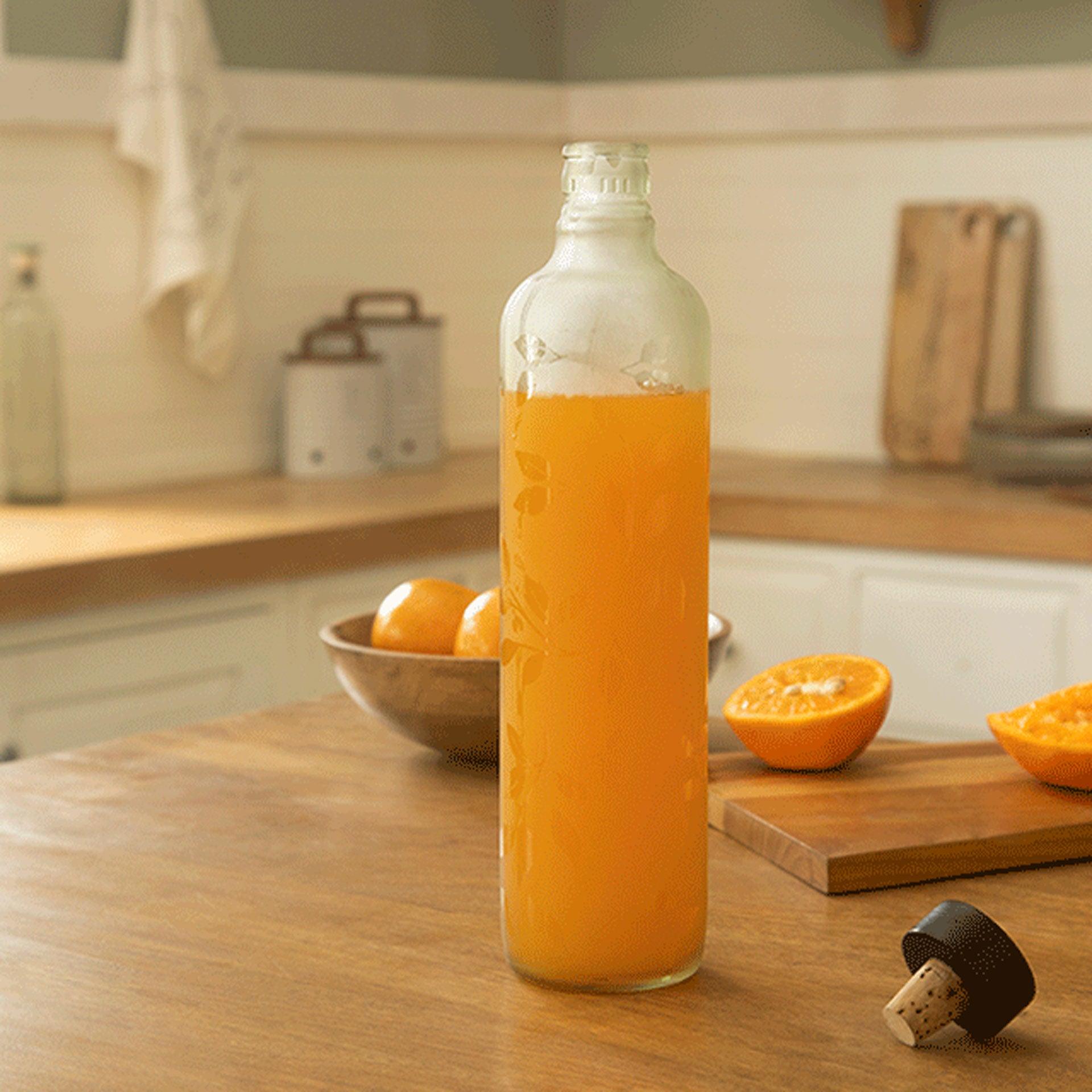 Frosted Leaf Glass Bottle with Black Wood Stopper