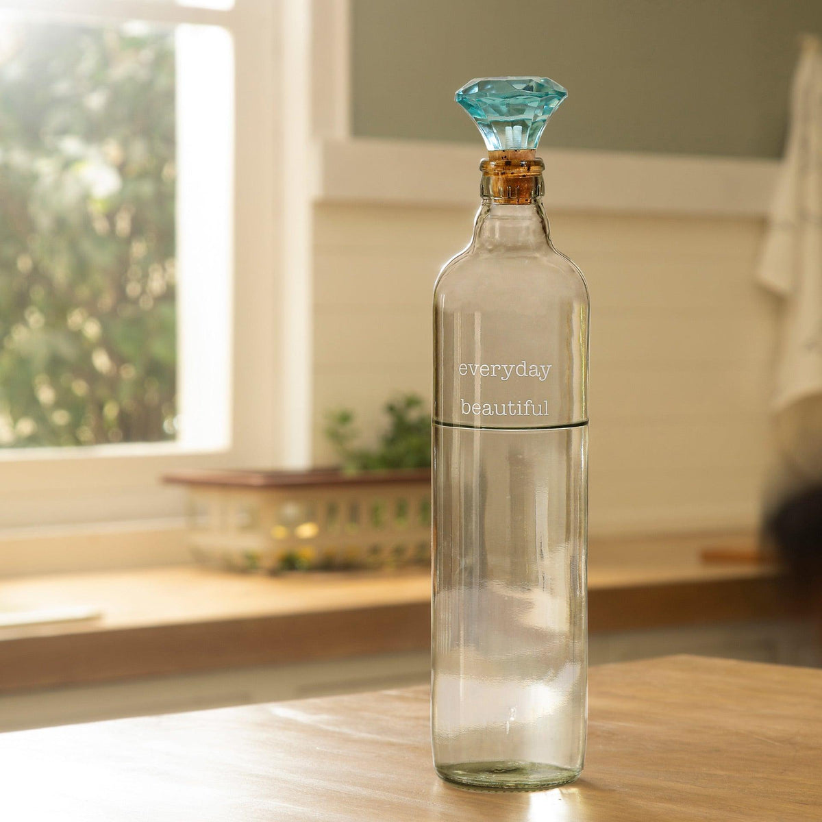 Everyday Glass Bottle with Blue Glass Stopper - ellementry