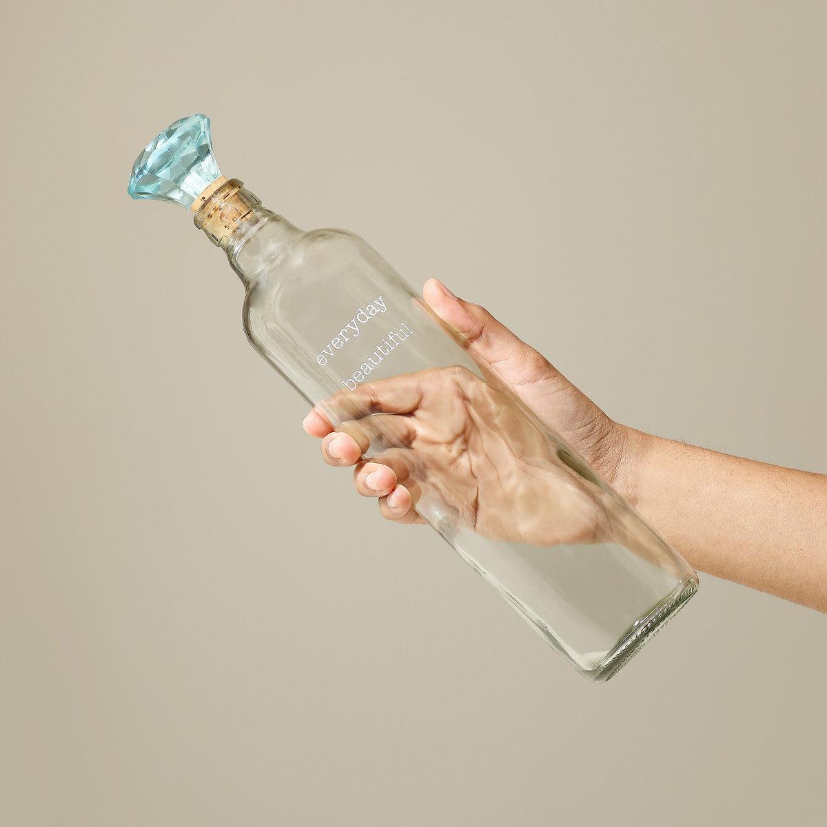 Everyday Glass Bottle with Blue Glass Stopper