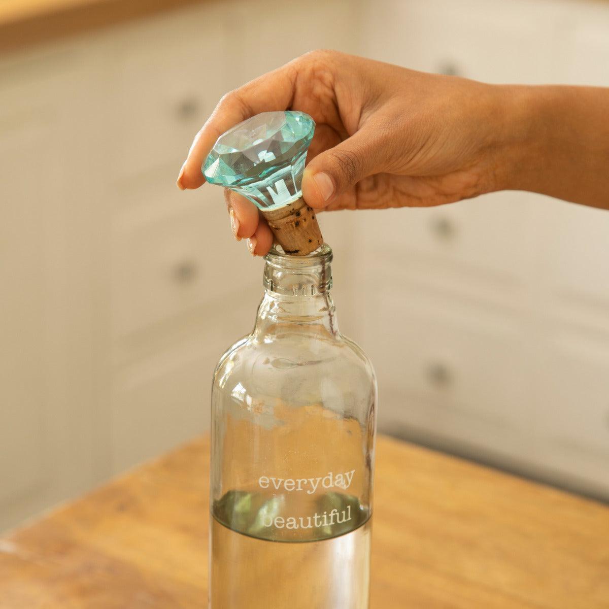 Everyday Glass Bottle with Blue Glass Stopper