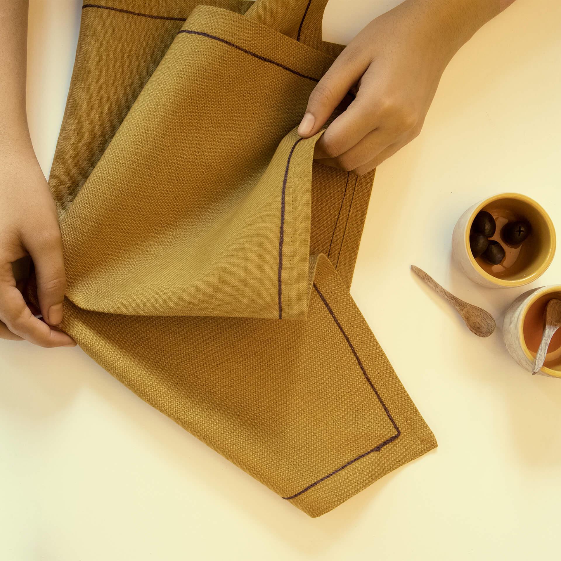 Mustard Linen Napkin Set of 6