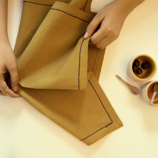 Mustard Linen Napkin Set of 6 - ellementry