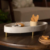 Gondola Marble Platter with Brass Legs - ellementry