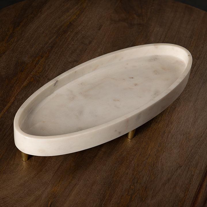 Gondola Marble Platter with Brass Legs