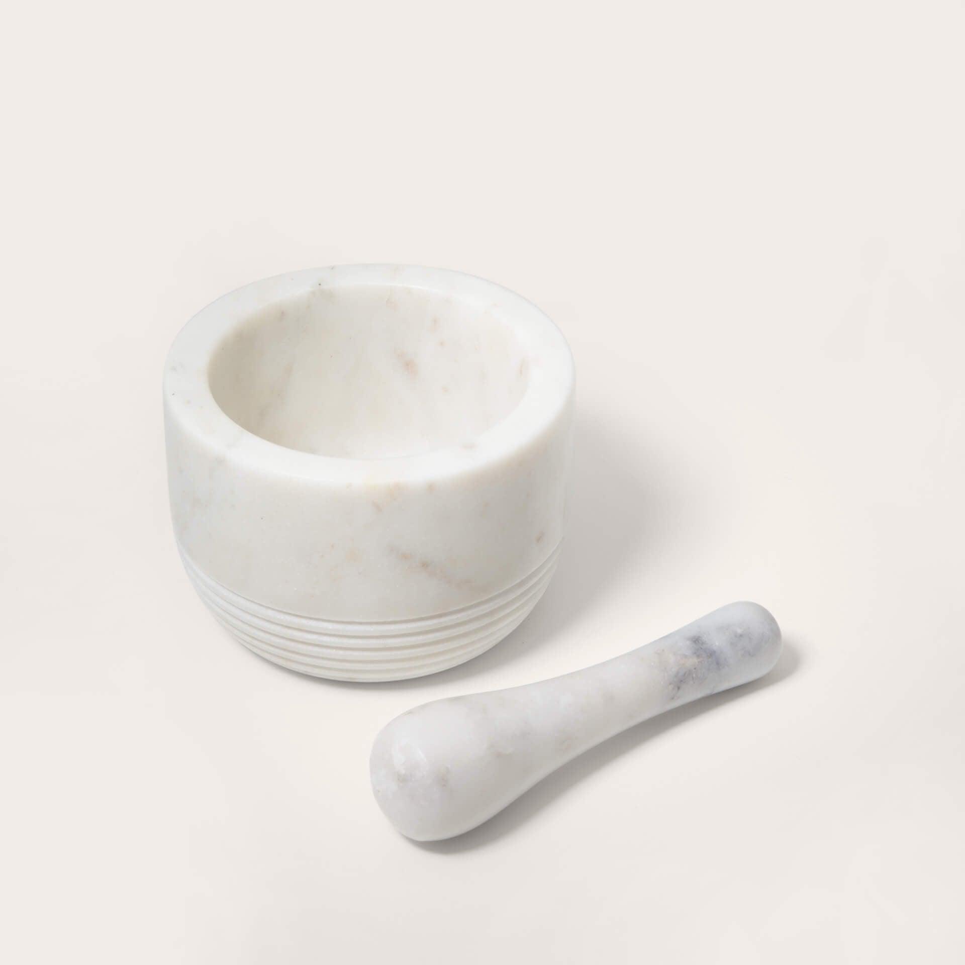 white marble mortar & pestle