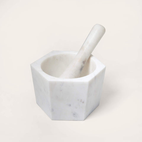 white marble mortar & pestle- small - ellementry