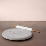 White Marble Chakla Belan with Stand - ellementry