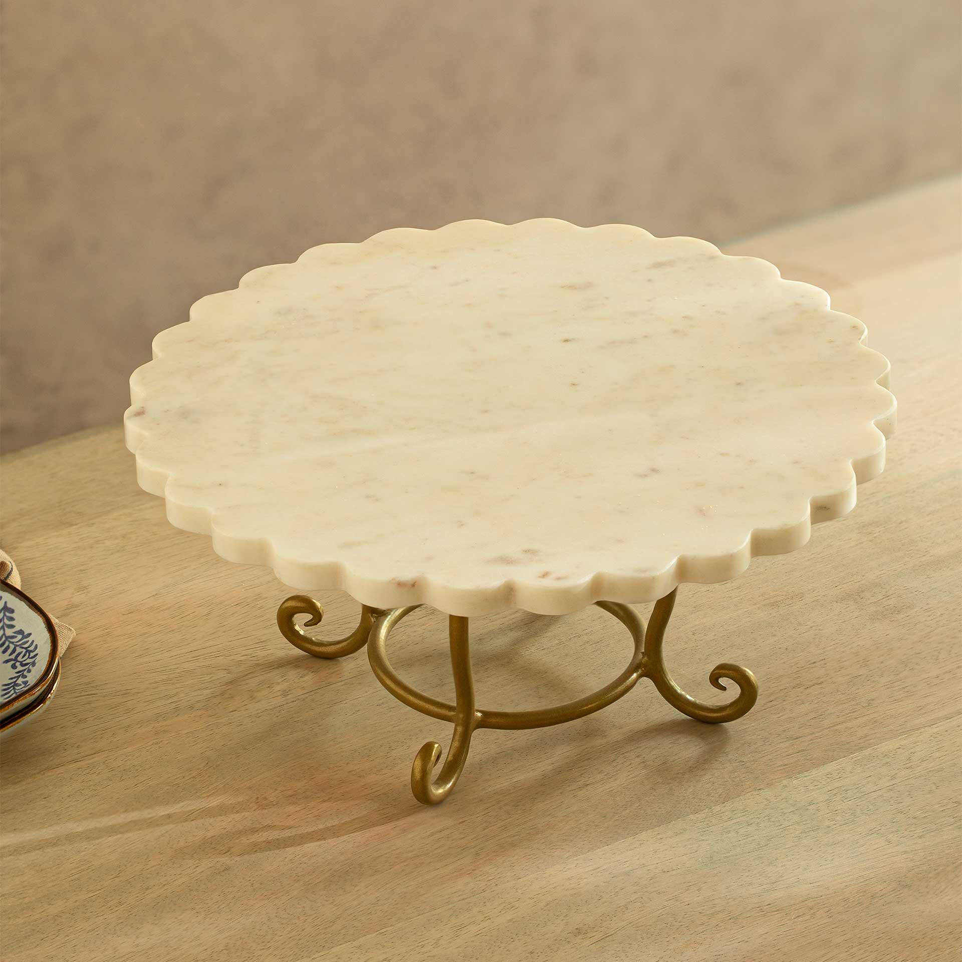 Crescent Cake Stand with Metal Legs