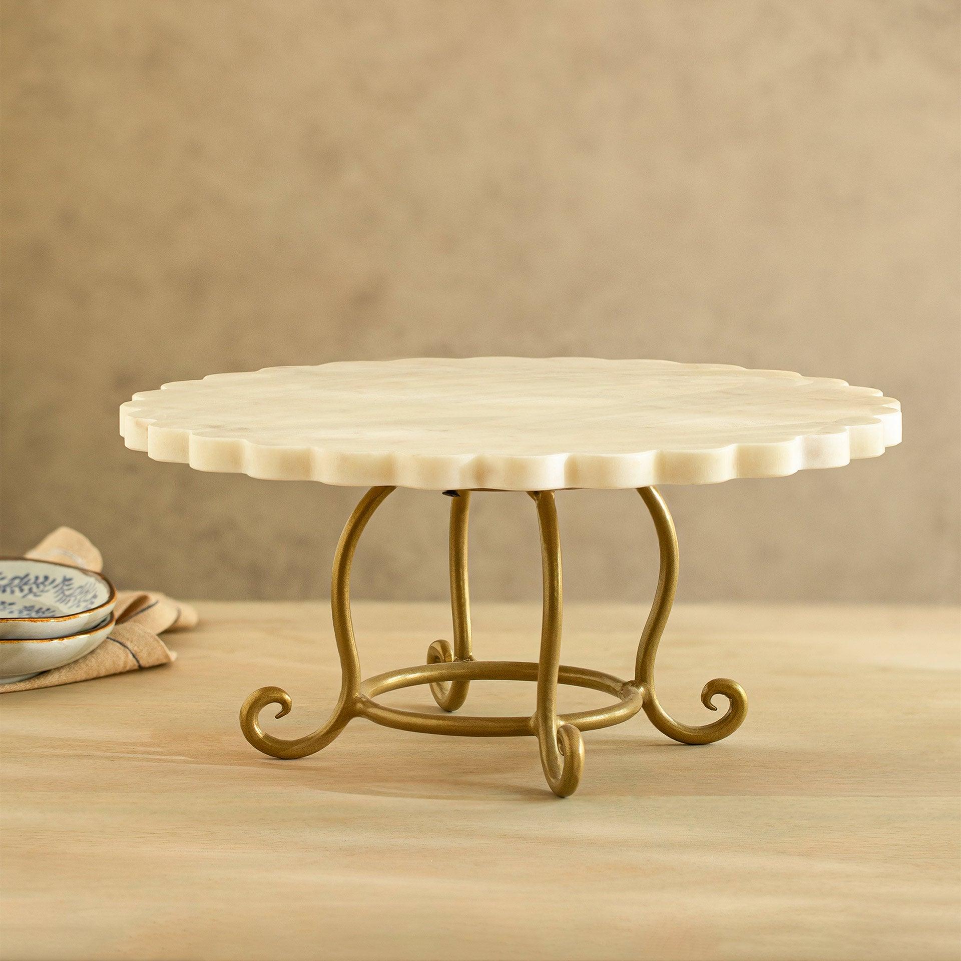 Crescent Cake Stand with Metal Legs