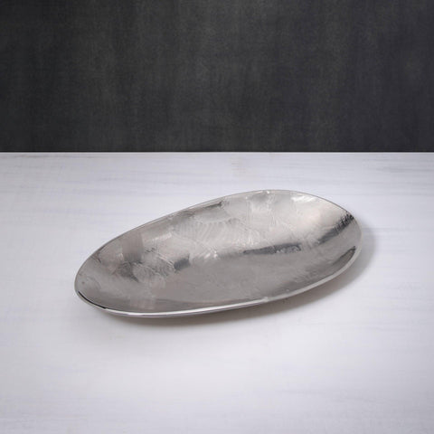 silver textured metal platter- large - ellementry