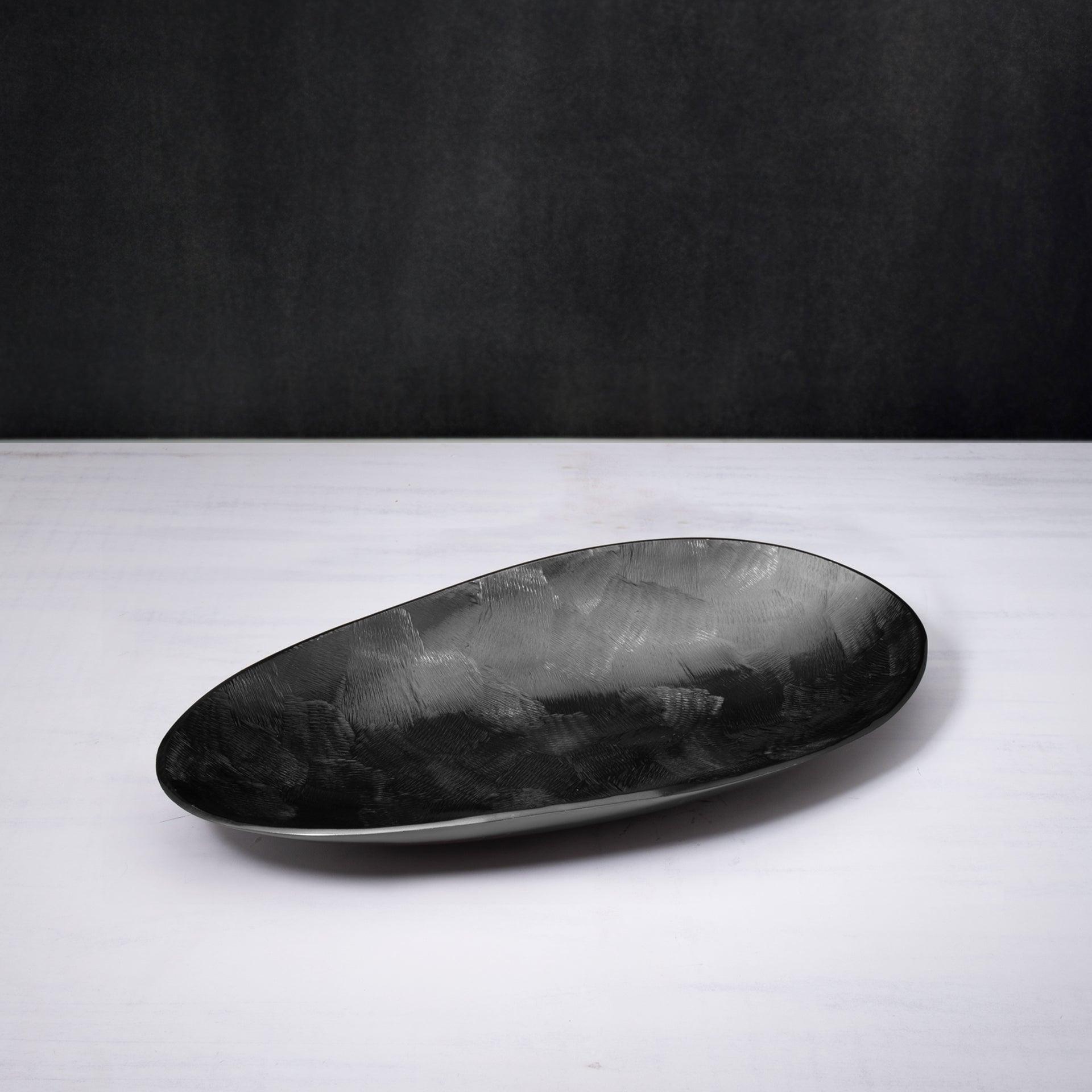 black textured metal platter- large