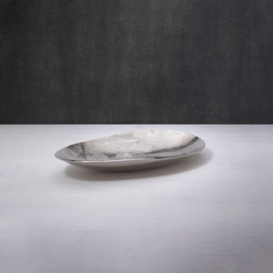 silver textured metal platter- small