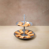 silver metal 2-tier cake stand - ellementry