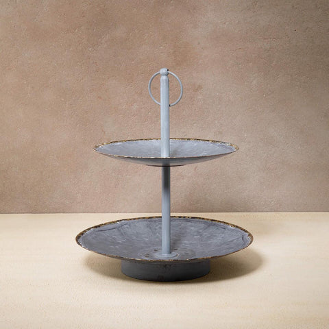 silver metal 2-tier cake stand - ellementry