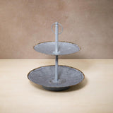 silver metal 2-tier cake stand - ellementry