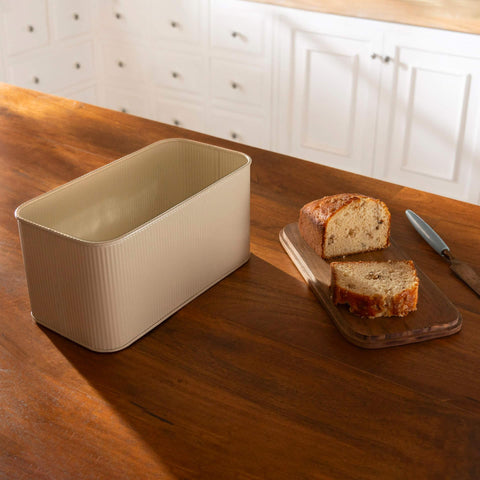 egg shell metal bread box with wooden lid - ellementry