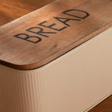 egg shell metal bread box with wooden lid - ellementry