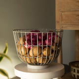 grey metal basket with marble base large - ellementry