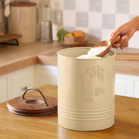 Rice Storage Barrel with Wooden lid - ellementry