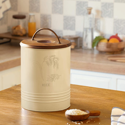 Rice Storage Barrel with Wooden lid - ellementry