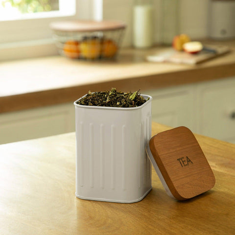 foursquare tea container with wooden lid - ellementry