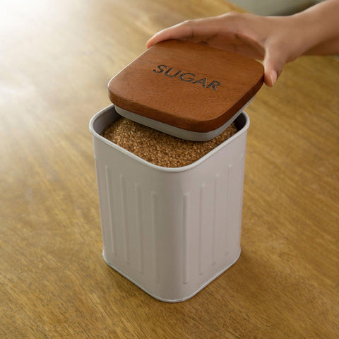 Foursquare sugar container with wooden Lid - ellementry