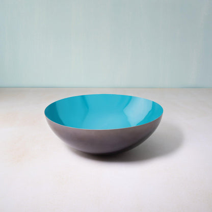 teal metal bowl with enamel - ellementry