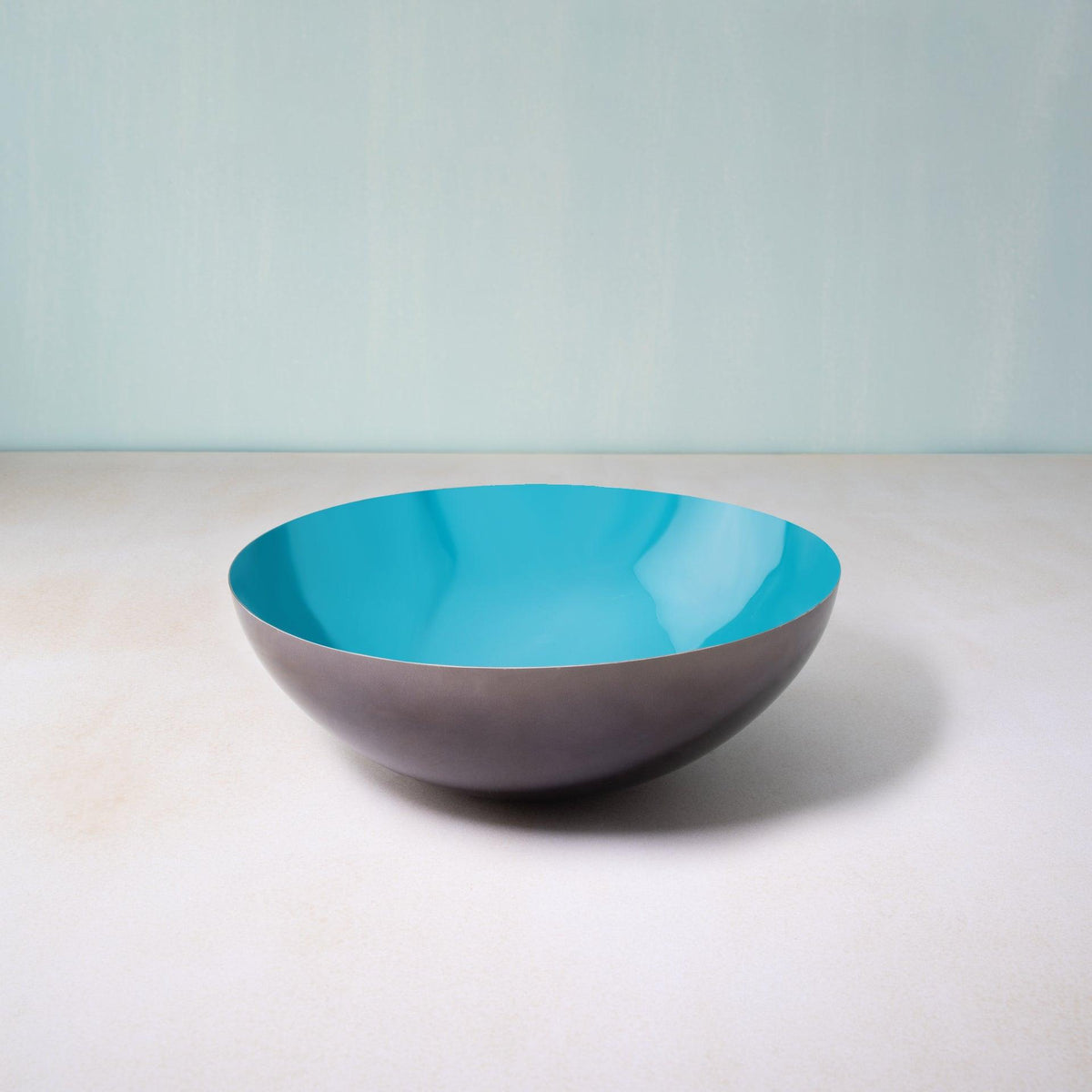 teal metal bowl with enamel - ellementry