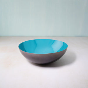 Teal Metal Bowl With Enamel