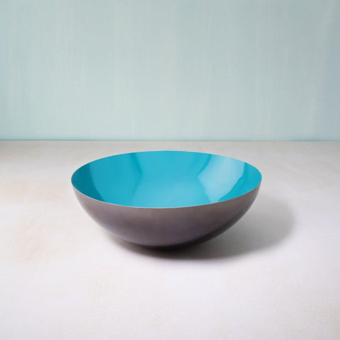 teal metal bowl with enamel - ellementry