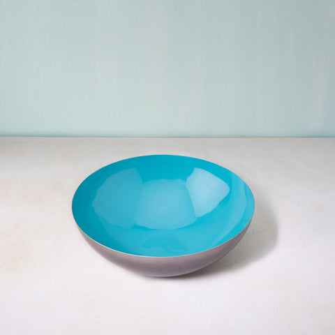 teal metal bowl with enamel - ellementry