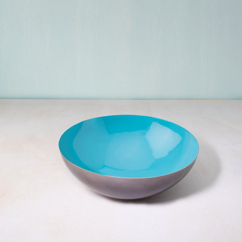 teal metal bowl with enamel - ellementry