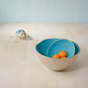 Teal Metal-Enamel Fusion Fruit Bowl- Large