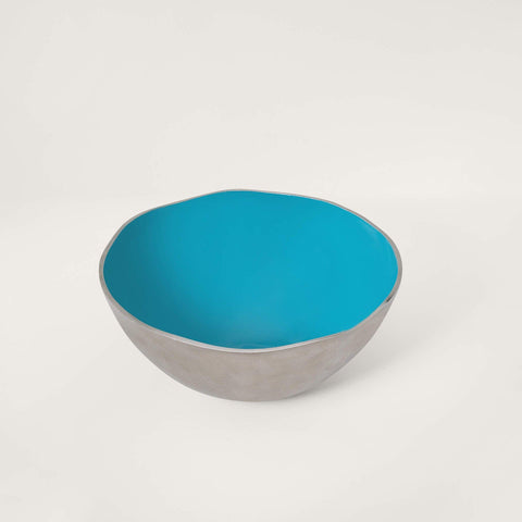 Teal Metal-Enamel Fusion Fruit Bowl- Large - ellementry