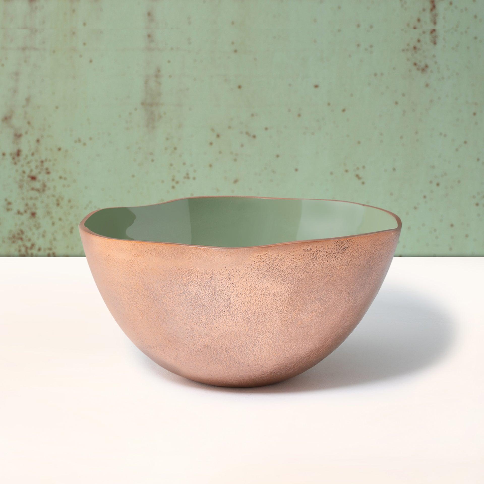 sap green metal-enamel fusion fruit bowl- large