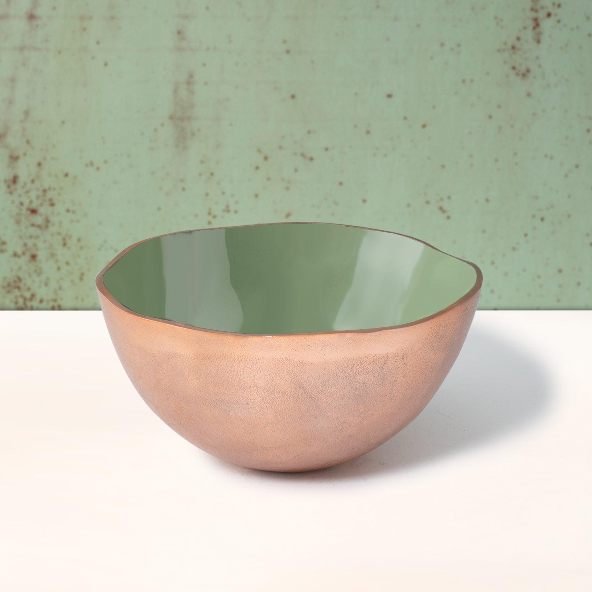 Sap Green Metal-Enamel Fusion Fruit Bowl- Large