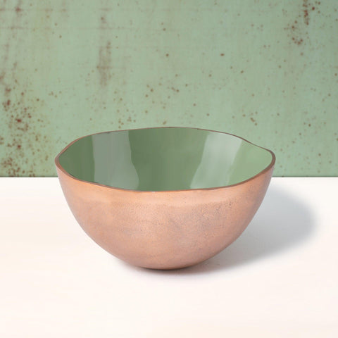 sap green metal-enamel fusion fruit bowl- large - ellementry