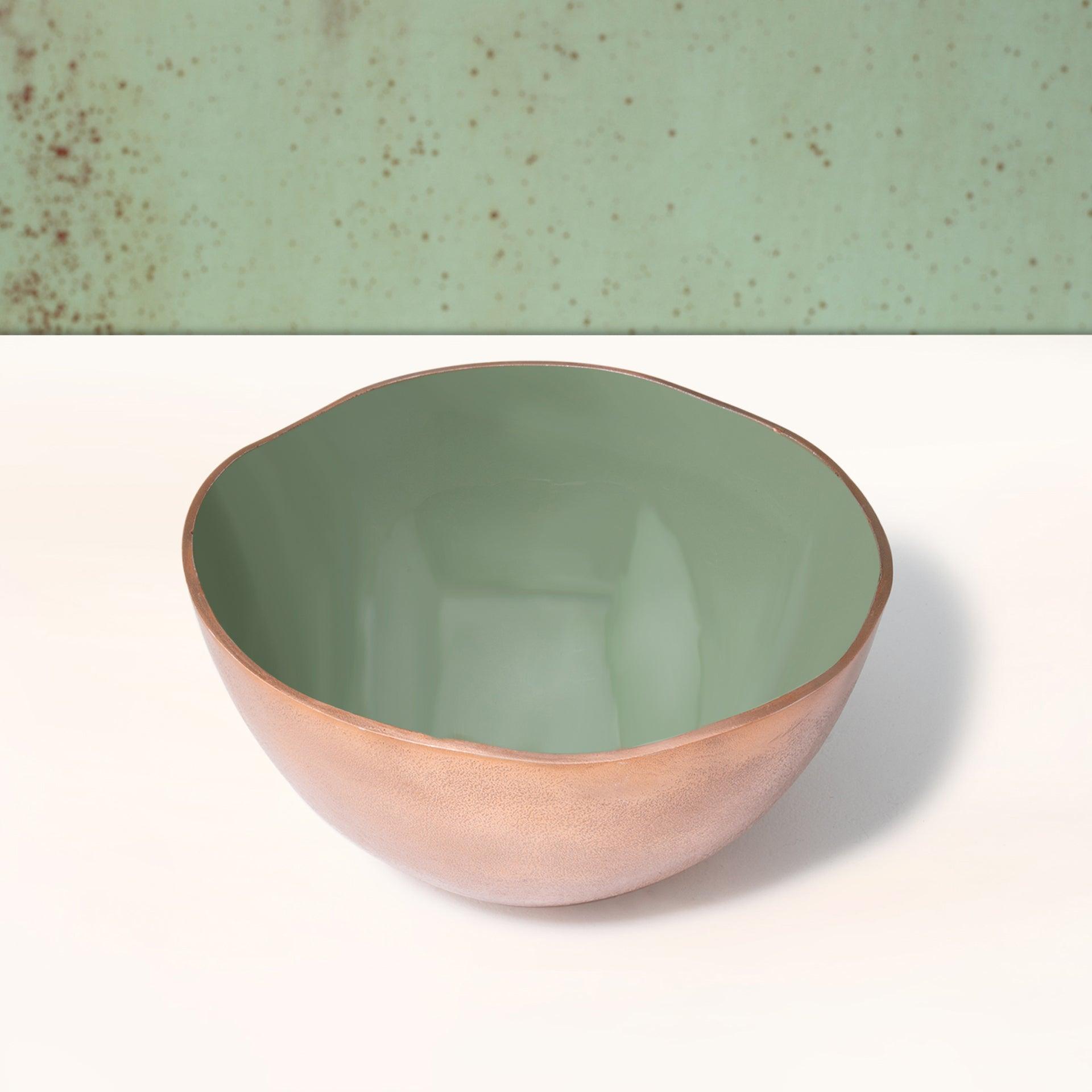 Sap Green Metal-Enamel Fusion Fruit Bowl- Large