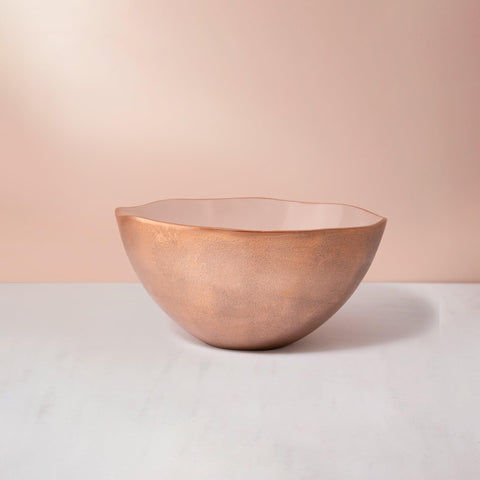 pink metal-enamel fusion fruit bowl- large - ellementry