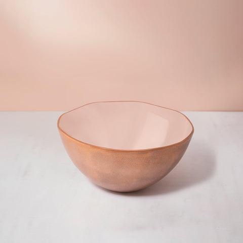 pink metal-enamel fusion fruit bowl- large - ellementry