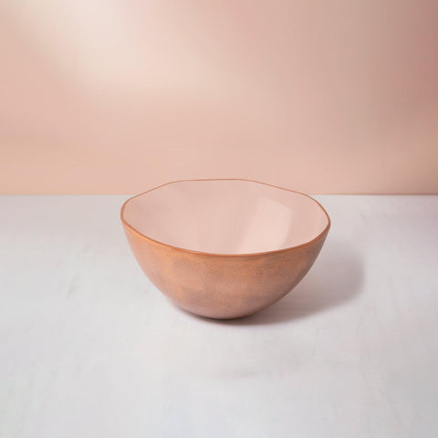 pink metal-enamel fusion fruit bowl- large - ellementry