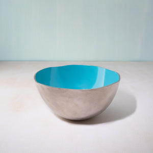Teal Metal-Enamel Fusion Fruit Bowl- Medium