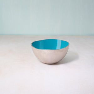 Teal Metal-Enamel Fusion Fruit Bowl- Small