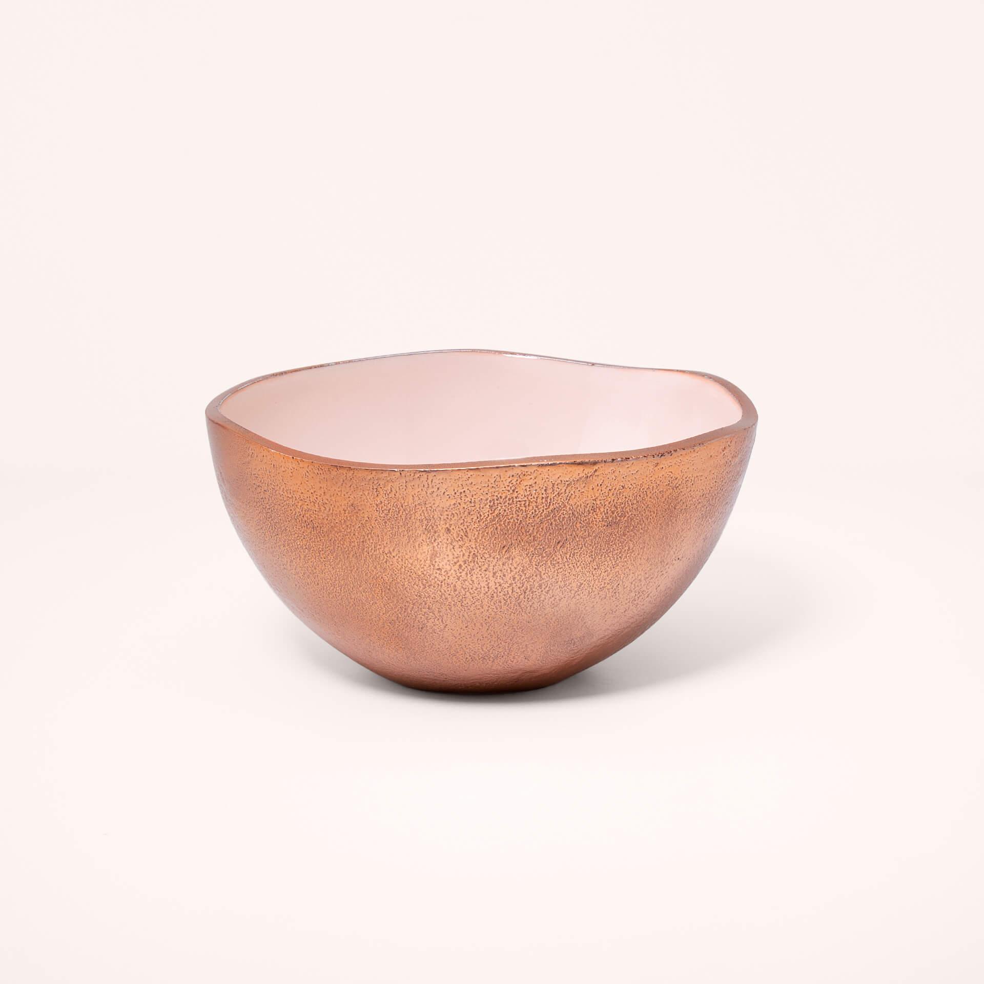 pink metal-enamel fusion fruit bowl- small