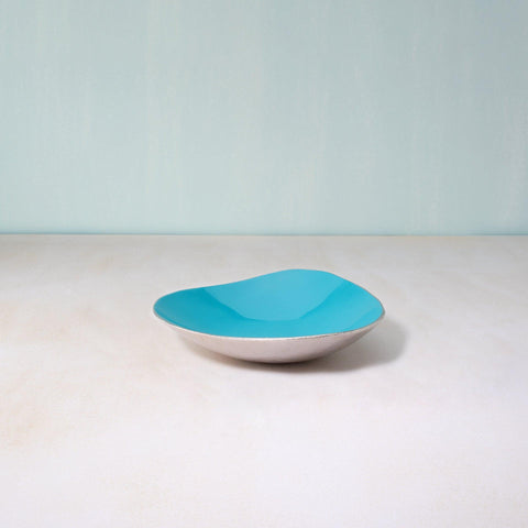 teal metal-enamel fusion platter- medium - ellementry