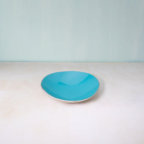 teal metal-enamel fusion platter- medium - ellementry