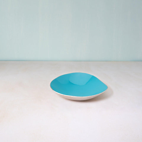 teal metal-enamel fusion platter- medium - ellementry