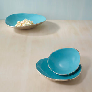 Teal Metal-Enamel Fusion Platter- Small