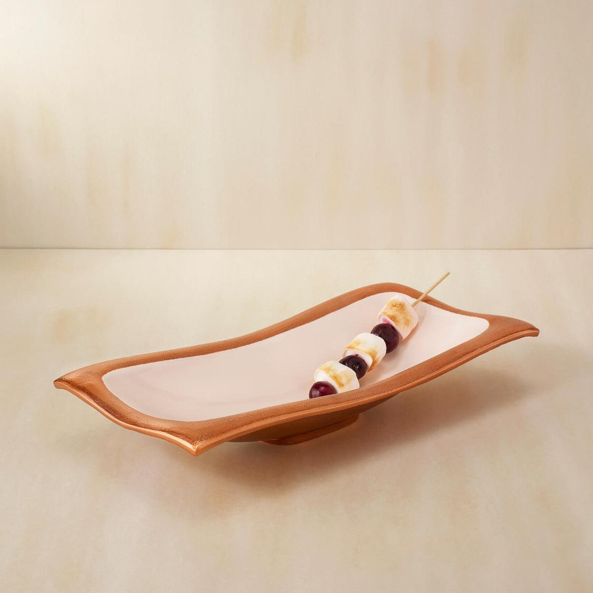 Pink Waves Metal-Enamel Fusion Platter