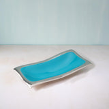 teal waves metal-enamel fusion platter - ellementry